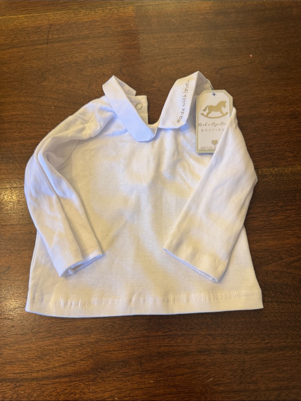 Rock a bye baby White Baby Long-Sleeve Top with Peter Pan Collar - Boutique